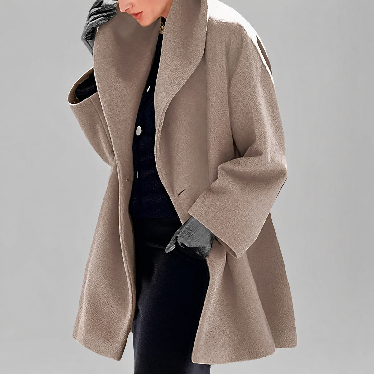 Women's Oversized Longline Coat Shawl Collar Relaxed Fit