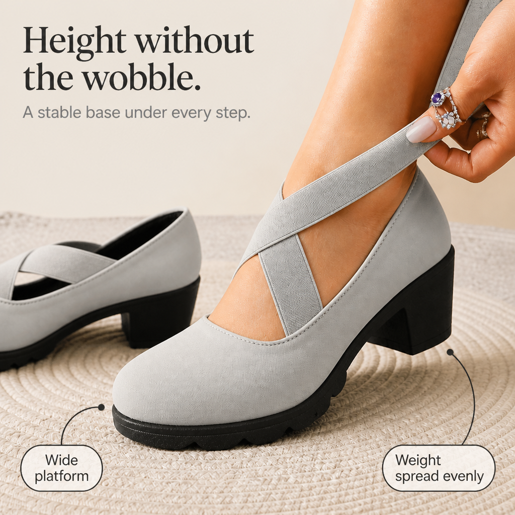 Women's Platform Mary Jane Heels | Crisscross Straps & Stable Comfort