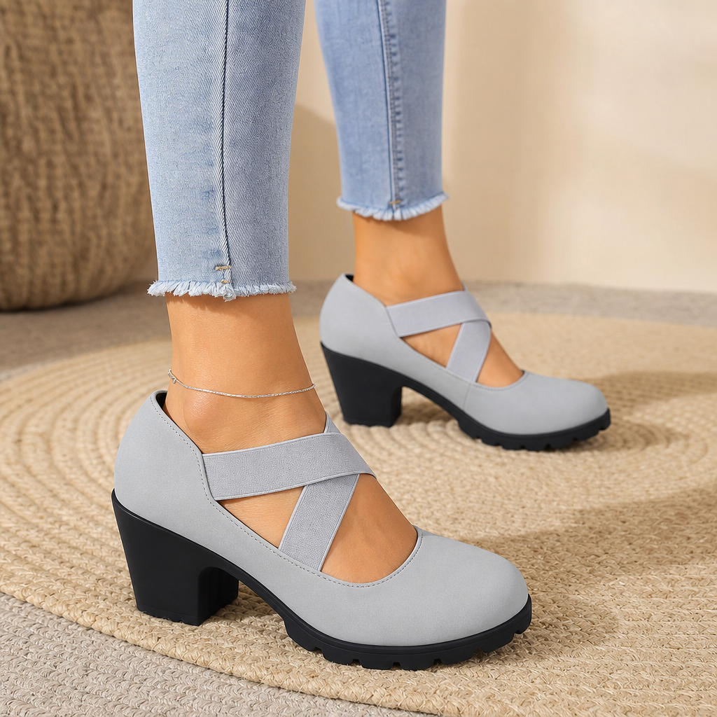 Women's Platform Mary Jane Heels | Crisscross Straps & Stable Comfort