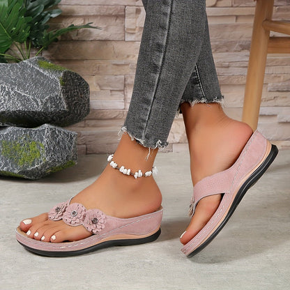 Women's Platform Sandals | Floral Slip-On Wedge