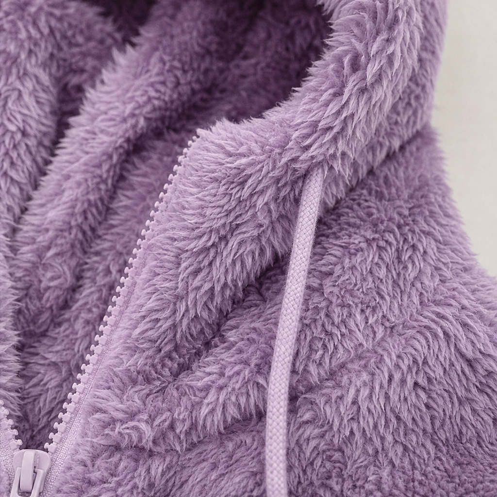 Women's Plush Hooded Zip-Up Jacket | Warm & Lightweight