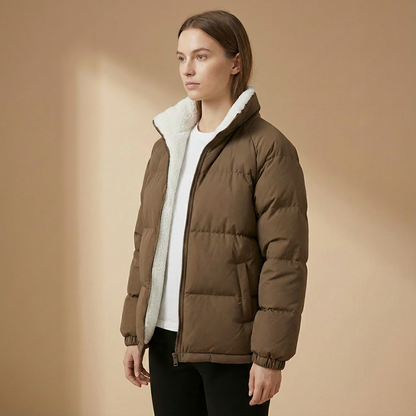 Women's Puffer Jacket | Structured Stand Collar & Warm