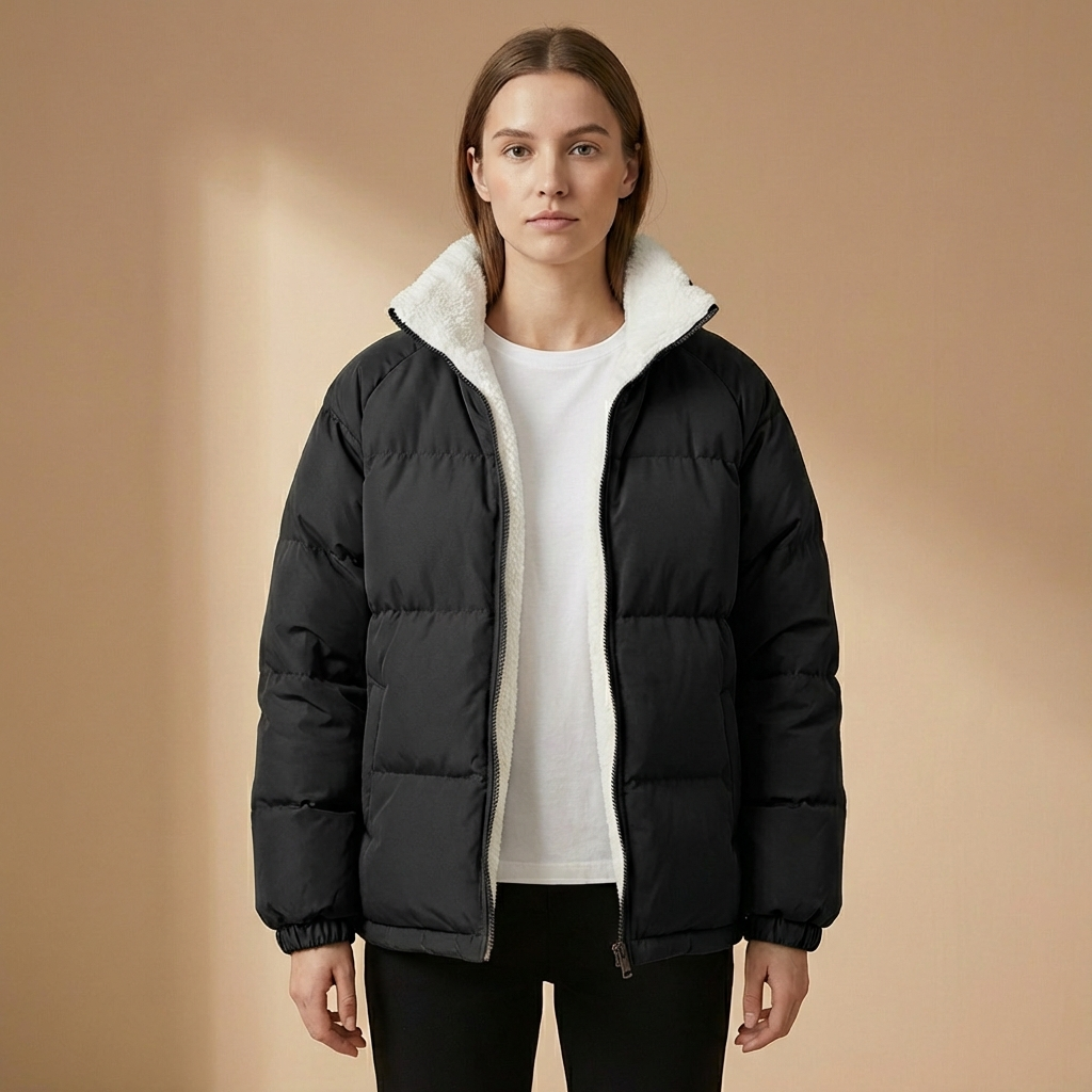 Women's Puffer Jacket | Structured Stand Collar & Warm