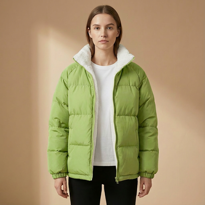 Women's Puffer Jacket | Structured Stand Collar & Warm