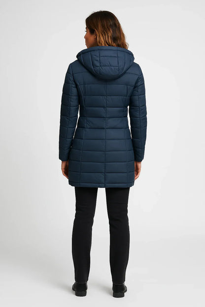 Women's Quilted Hooded Puffer Jacket for Outdoor Wear