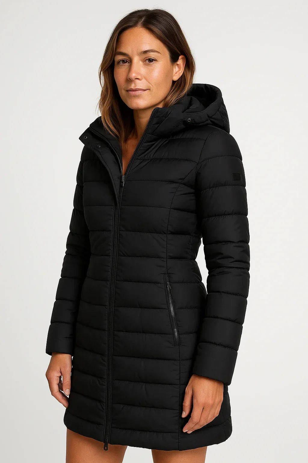 Women's Quilted Hooded Puffer Jacket for Outdoor Wear