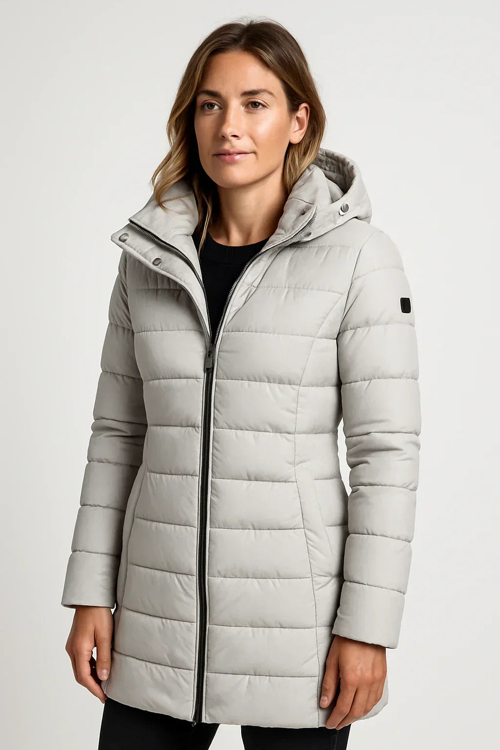 Women's Quilted Hooded Puffer Jacket for Outdoor Wear