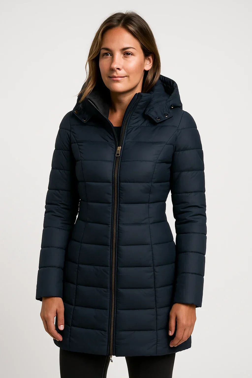 Women's Quilted Hooded Puffer Jacket for Outdoor Wear