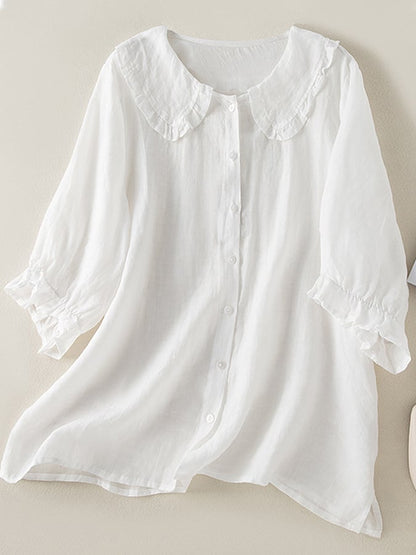 Women's Ruffle Blouse | Relaxed Fit Collar Detail