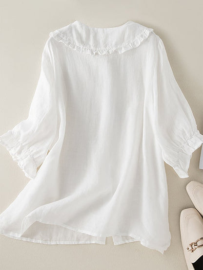 Women's Ruffle Blouse | Relaxed Fit Collar Detail