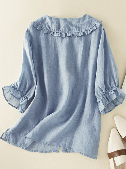 Women's Ruffle Blouse | Relaxed Fit Collar Detail