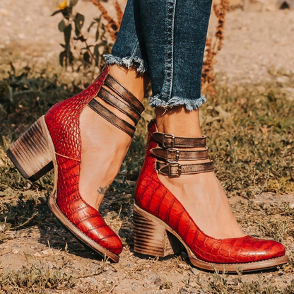 Women's Sandals | Block Heel & Double Buckle Ankle Strap