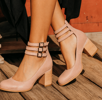 Women's Sandals | Block Heel & Double Buckle Ankle Strap