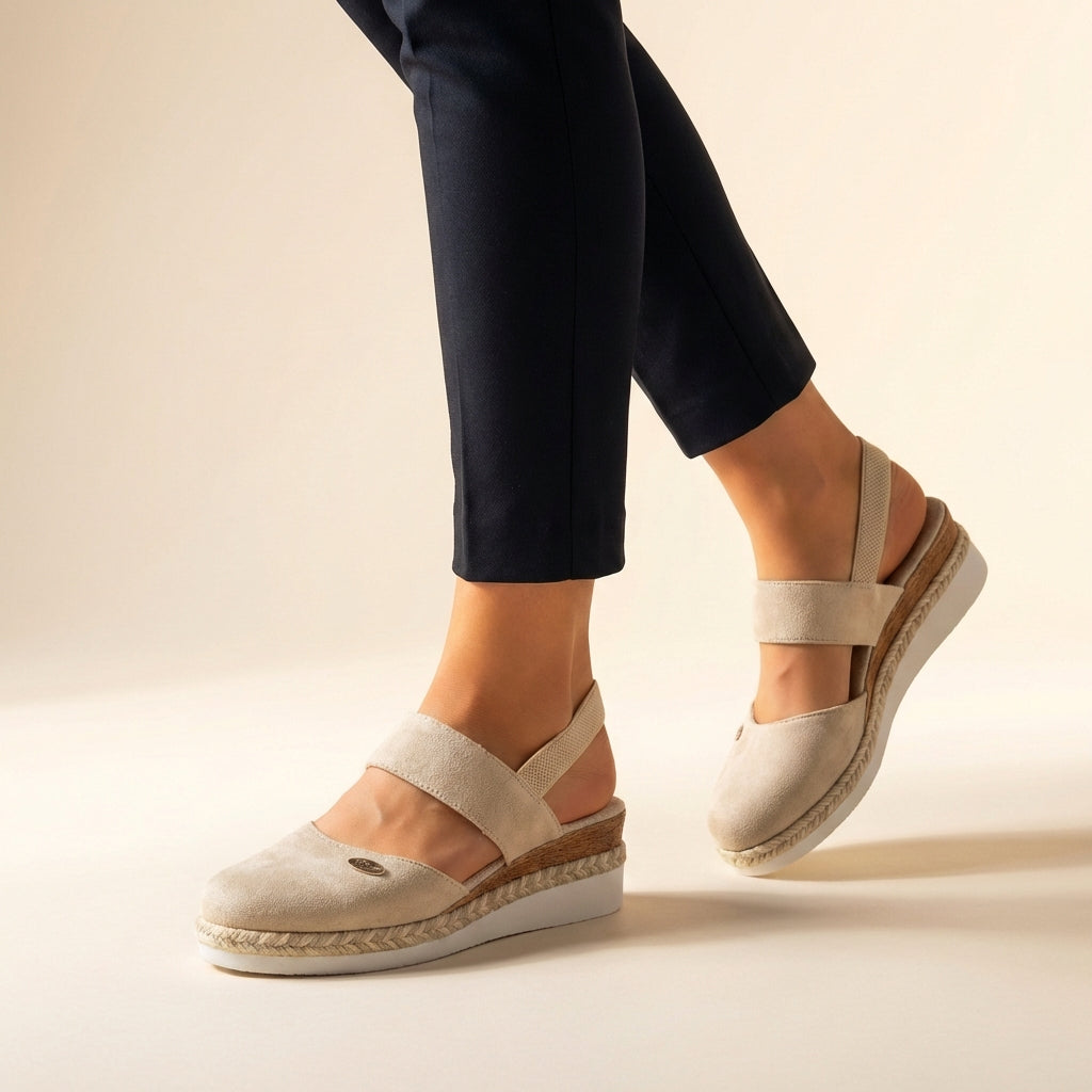 Women's Sandals | Espadrille Platform Wedge & Elasticated Comfort Strap
