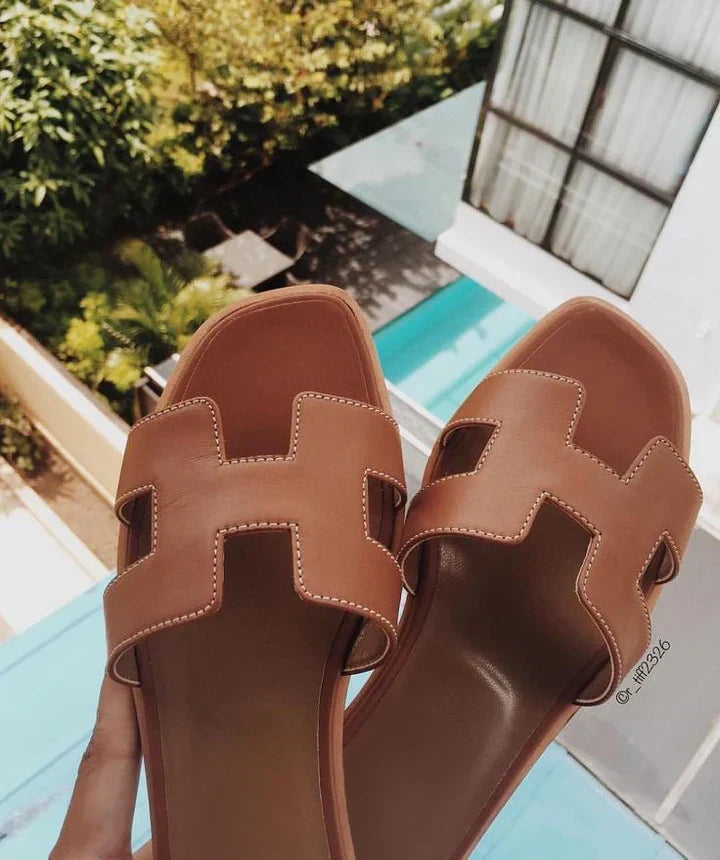 Women's Sandals Slip On | H-Strap & Low Heel