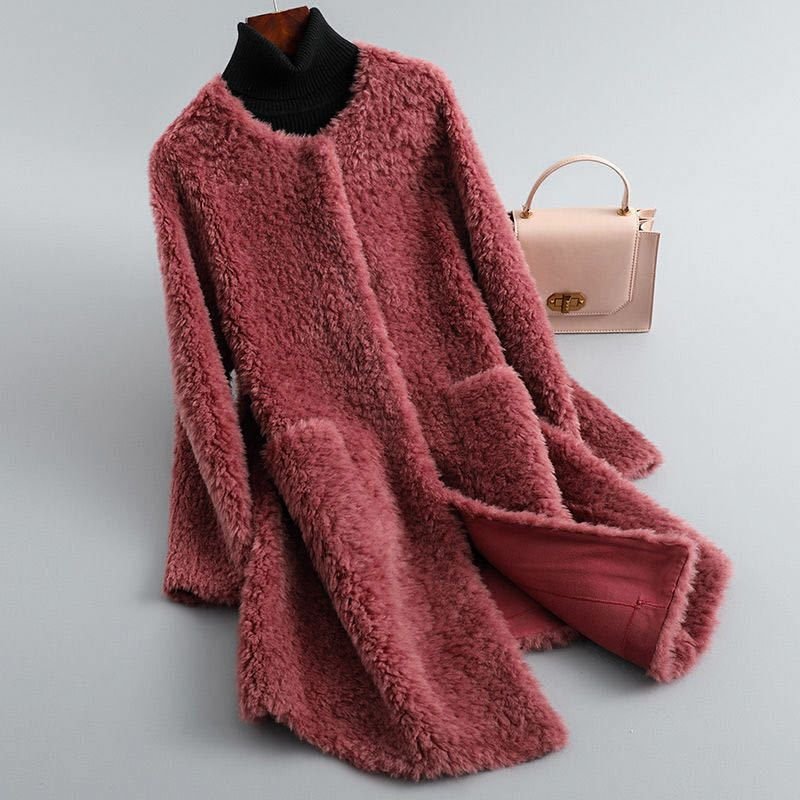 Women's Shearling Coat Relaxed Fit Winter Outerwear