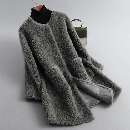 Women's Shearling Coat Relaxed Fit Winter Outerwear
