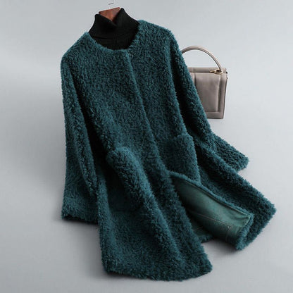 Women's Shearling Coat Relaxed Fit Winter Outerwear