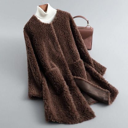 Women's Shearling Coat Relaxed Fit Winter Outerwear