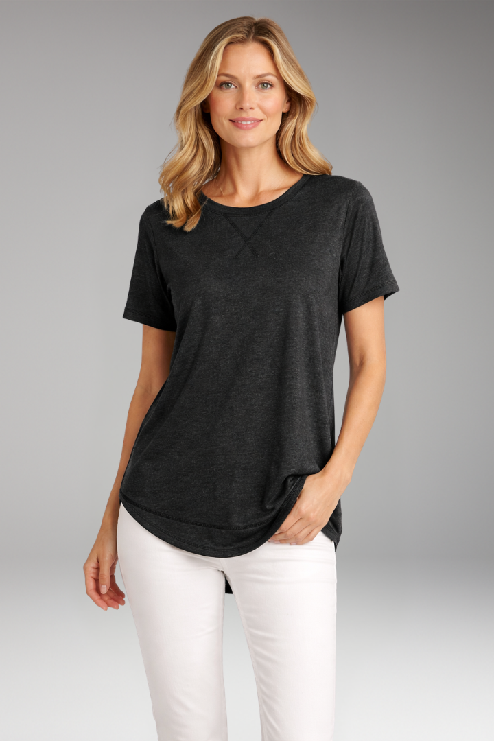 Women's Shirt | Round Neck T-Shirt with Curved Hem & Relaxed Fit