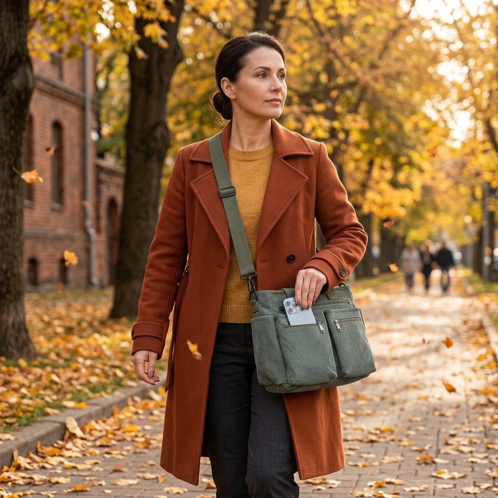 Women's Shoulder Bag | 9 Pockets & Crossbody Strap