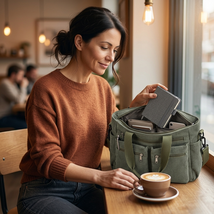 Women's Shoulder Bag | 9 Pockets & Crossbody Strap