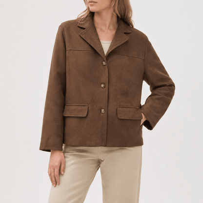 Women's Single-Breasted Blazer Notch Lapel Flap Pockets