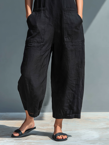 Women's Sleeveless Jumpsuit | Mandarin Collar & Relaxed Fit