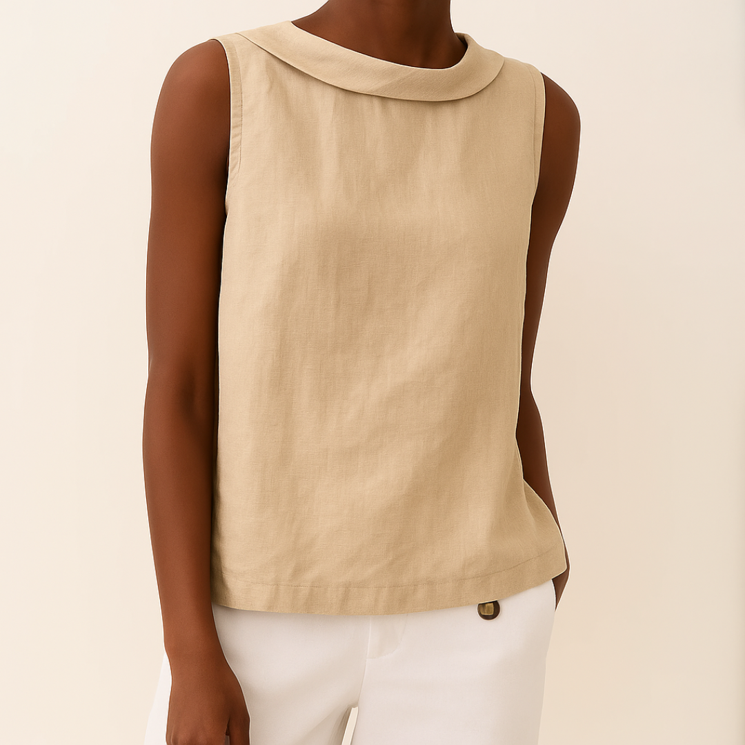 Women's Sleeveless Top | Roll Collar & Elegant Everyday Style