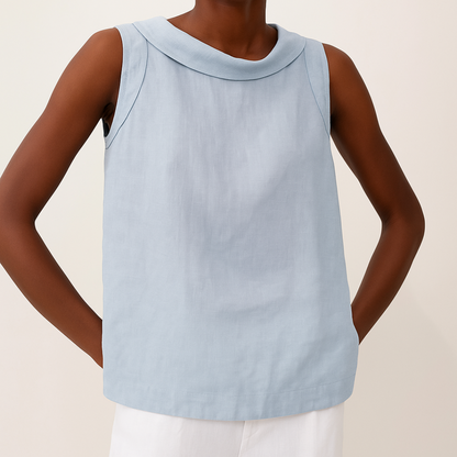 Women's Sleeveless Top | Roll Collar & Elegant Everyday Style