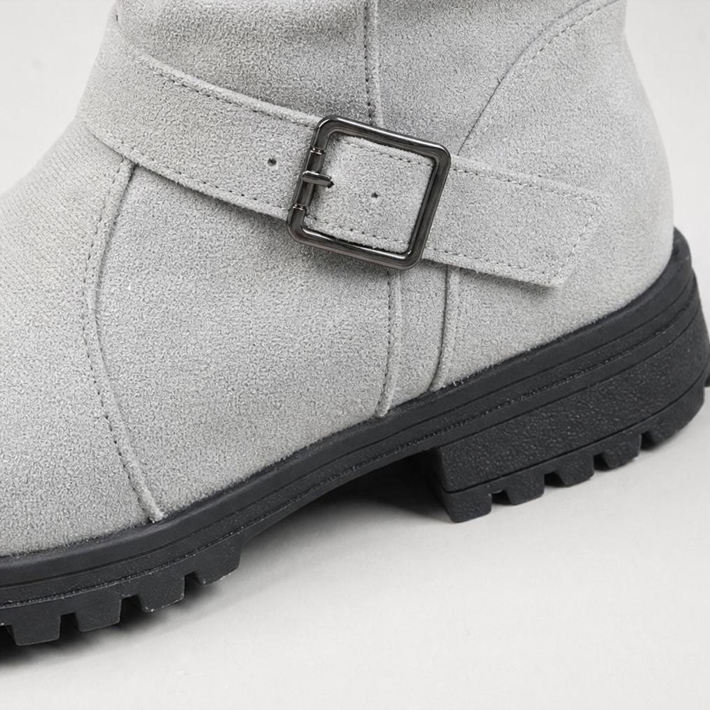 Women's Slouch Boots Mid-Calf Grip Sole Pull-On Ribbed Cuff