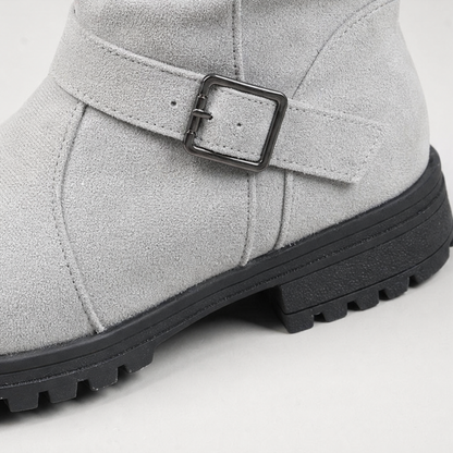 Women's Slouch Boots Mid-Calf Grip Sole Pull-On Ribbed Cuff