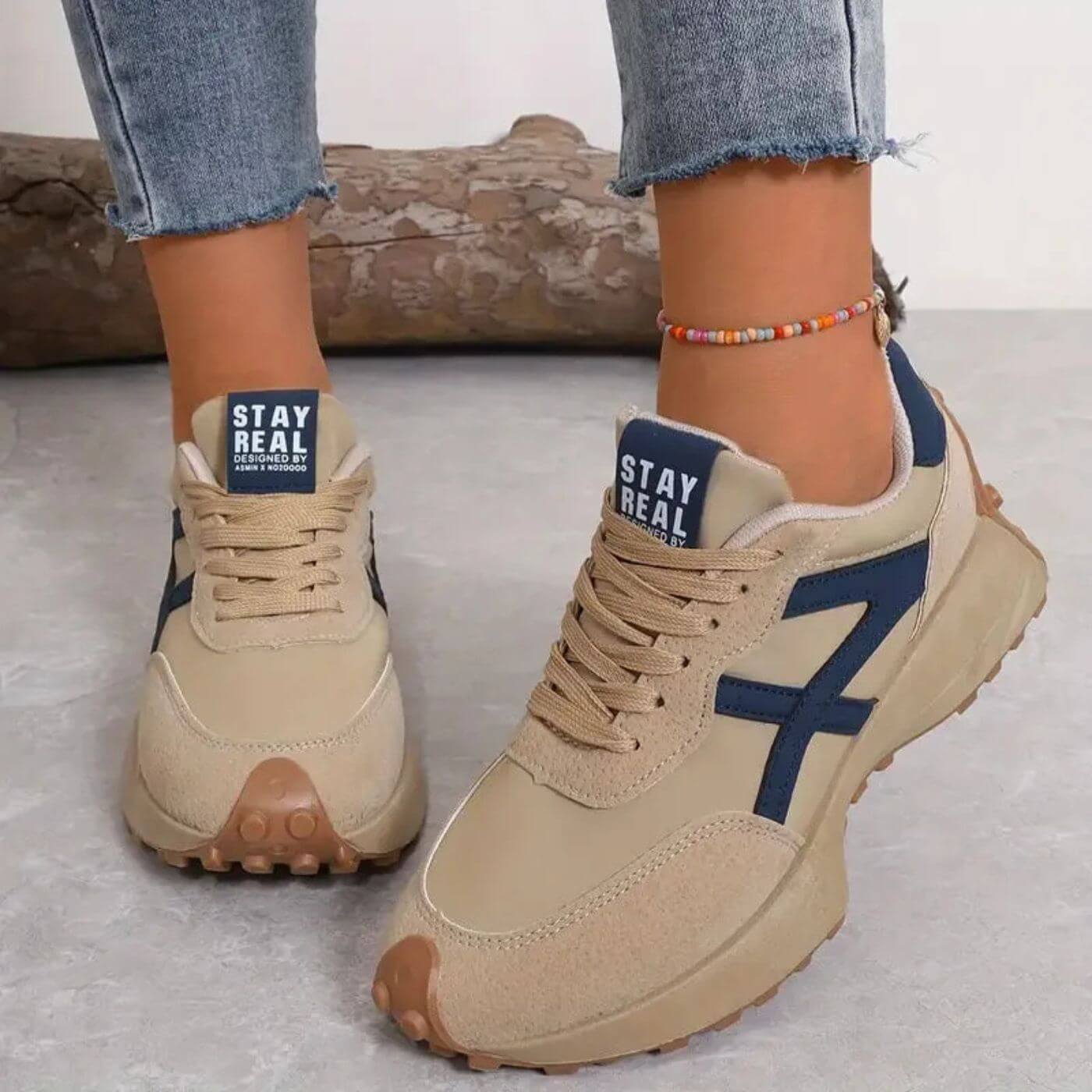 Women's Sneakers | Orthopedic Lace-Up with Panel Upper & Raised Sole