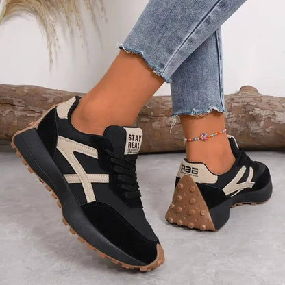 Women's Sneakers | Orthopedic Lace-Up with Panel Upper & Raised Sole