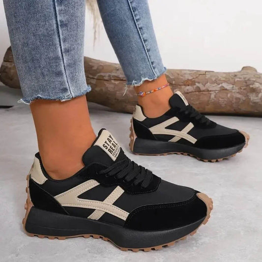 Women's Sneakers | Orthopedic Lace-Up with Panel Upper & Raised Sole
