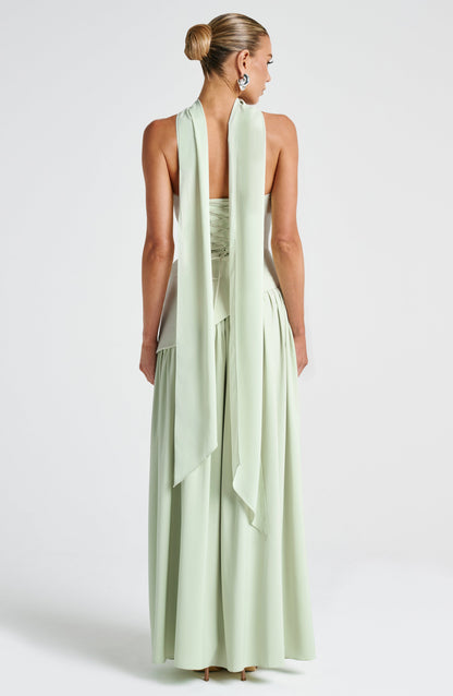 Women's Strapless Maxi Dress | Pleated Skirt & Asymmetric Waist Detail