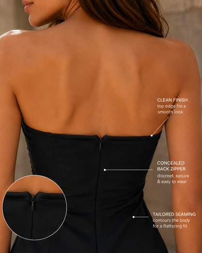 Women's Strapless Mini Dress | Fitted Bodice & Sculpted Silhouette