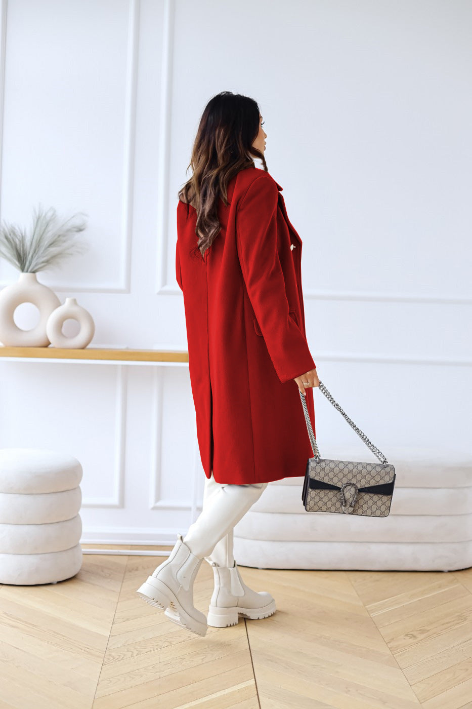 Women's Stylish Double-Breasted Coat for Winter Wear