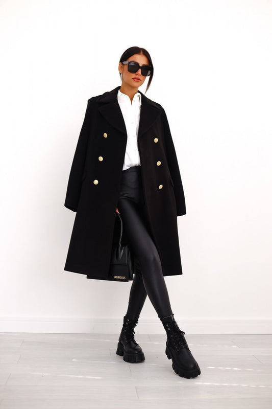 Women's Stylish Double-Breasted Coat for Winter Wear