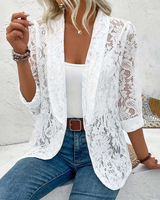 Women's Summer Blazer | Elegant Lace Detail & Feminine Style