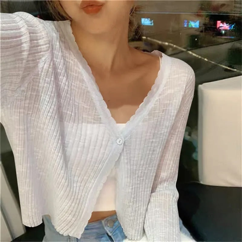 Women's Summer Cardigan | Cropped Button-Front Style