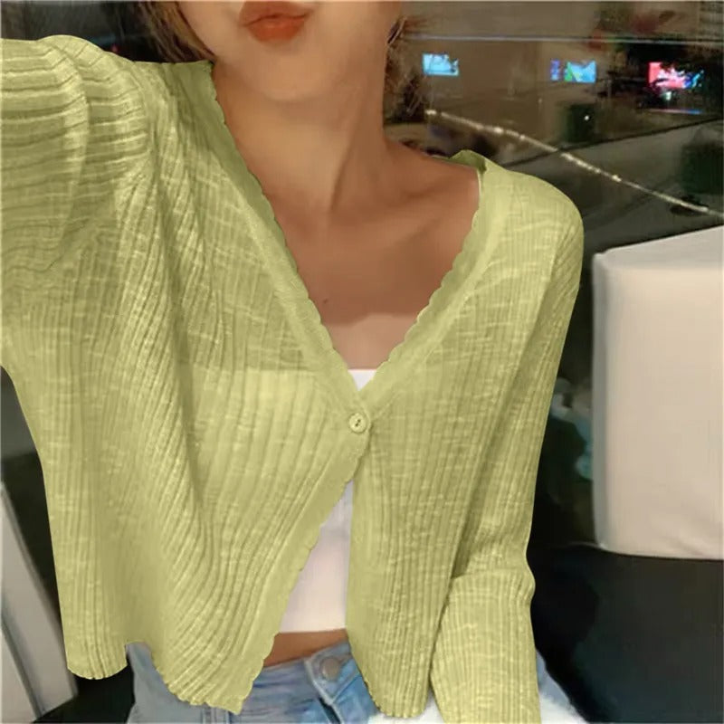 Women's Summer Cardigan | Cropped Button-Front Style