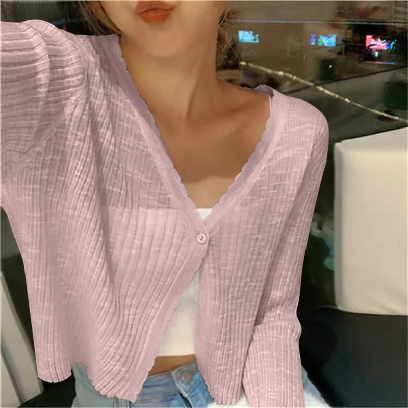 Women's Summer Cardigan | Cropped Button-Front Style