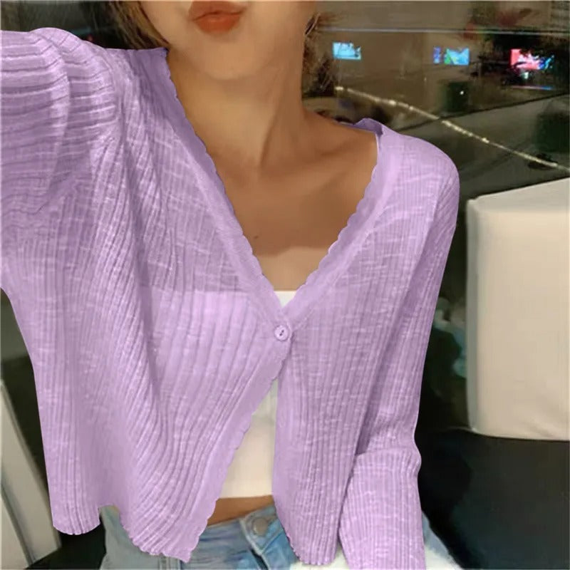 Women's Summer Cardigan | Cropped Button-Front Style