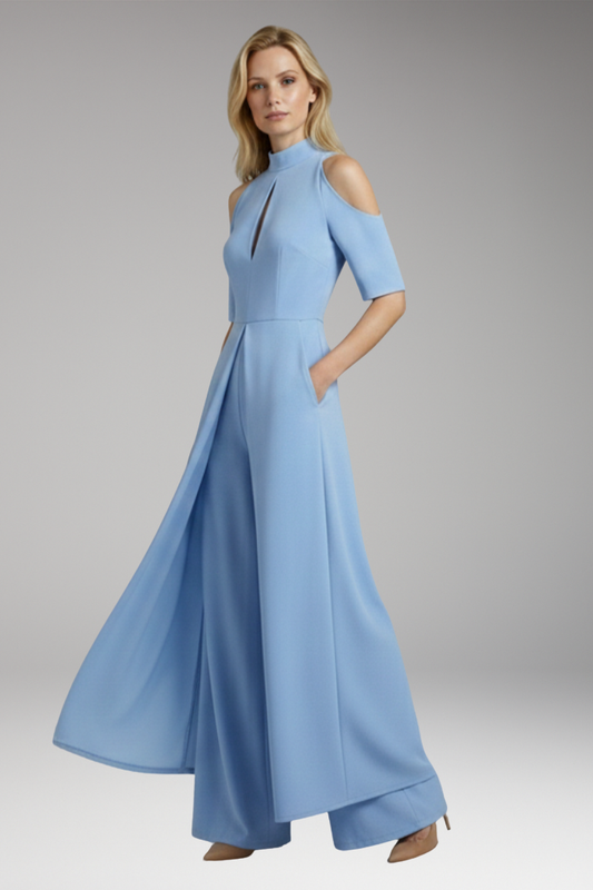 Women's Summer Jumpsuit | Cold Shoulder & Wide-Leg Elegant Design