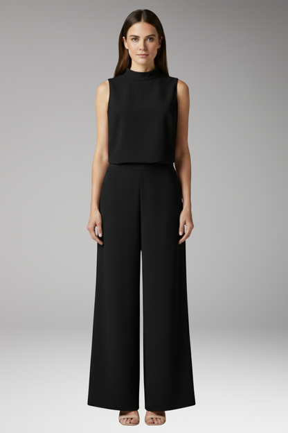 Women's Summer Jumpsuit | High Collar & Wide-Leg Sleeveless Design