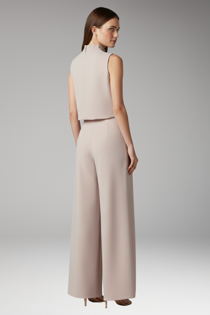 Women's Summer Jumpsuit | High Collar & Wide-Leg Sleeveless Design