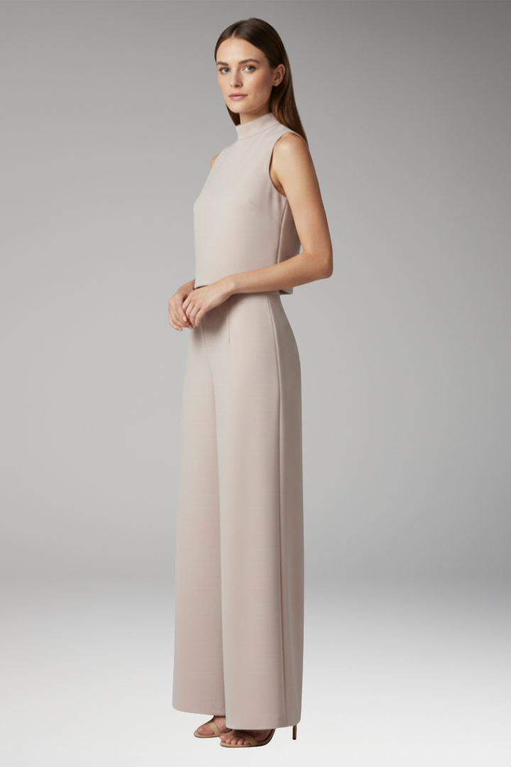 Women's Summer Jumpsuit | High Collar & Wide-Leg Sleeveless Design