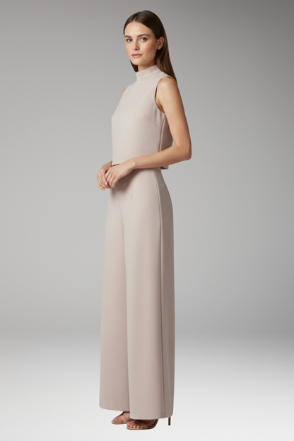 Women's Summer Jumpsuit | High Collar & Wide-Leg Sleeveless Design