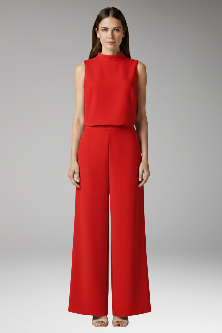 Women's Summer Jumpsuit | High Collar & Wide-Leg Sleeveless Design